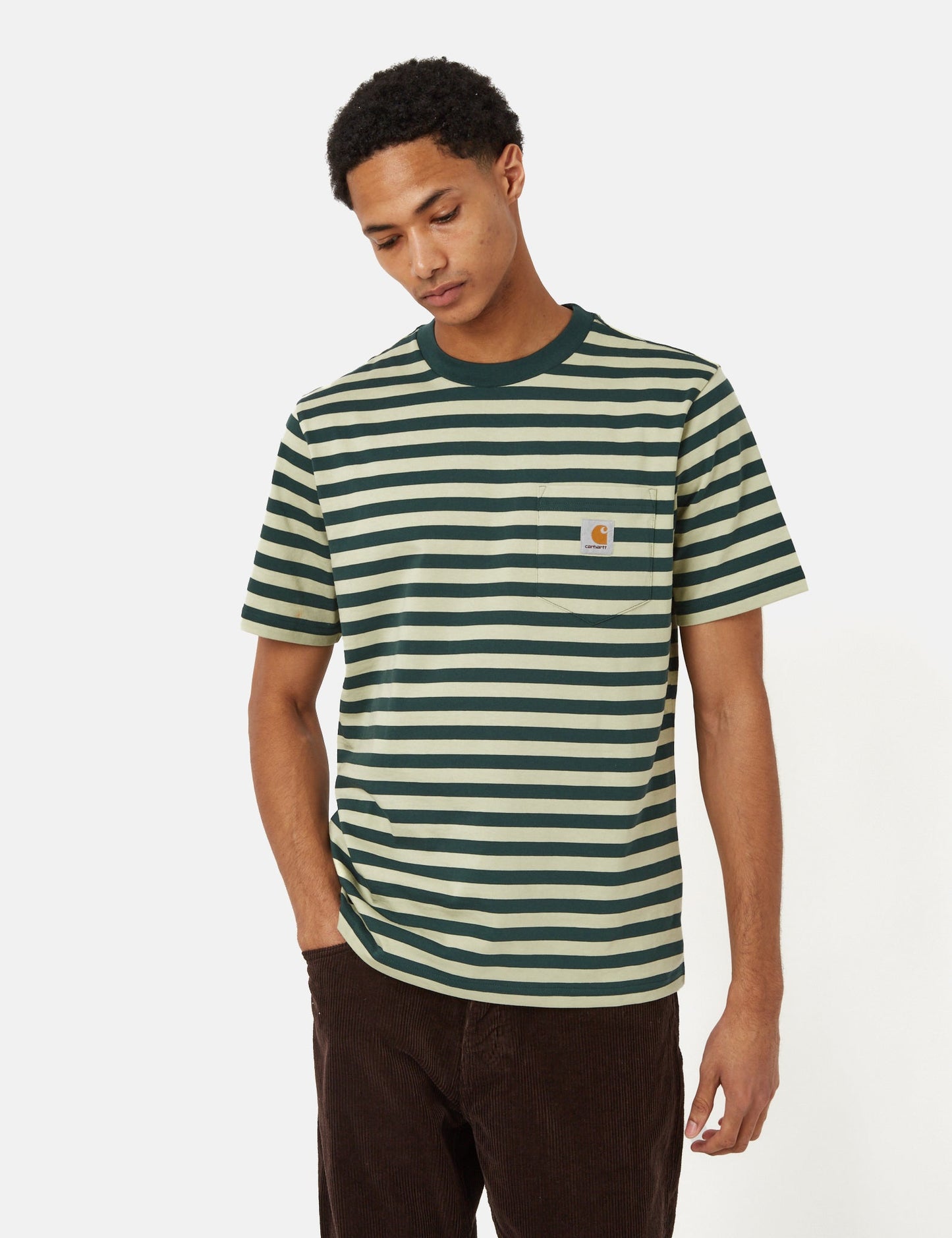 Scotty Stripe Pocket T-Shirt (Regular) - Ammonite Brown/White