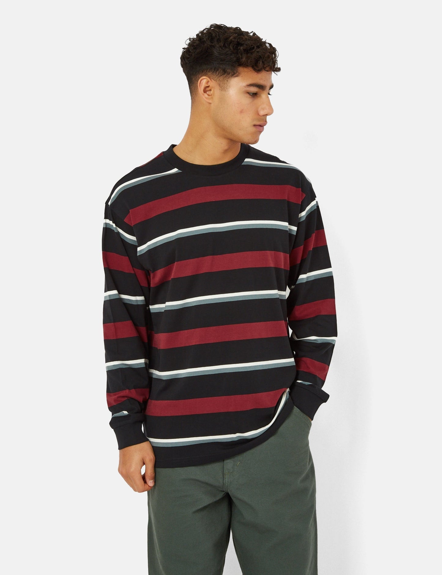 Bowman Stripe Long Sleeve T-Shirt - Corvina Burgundy