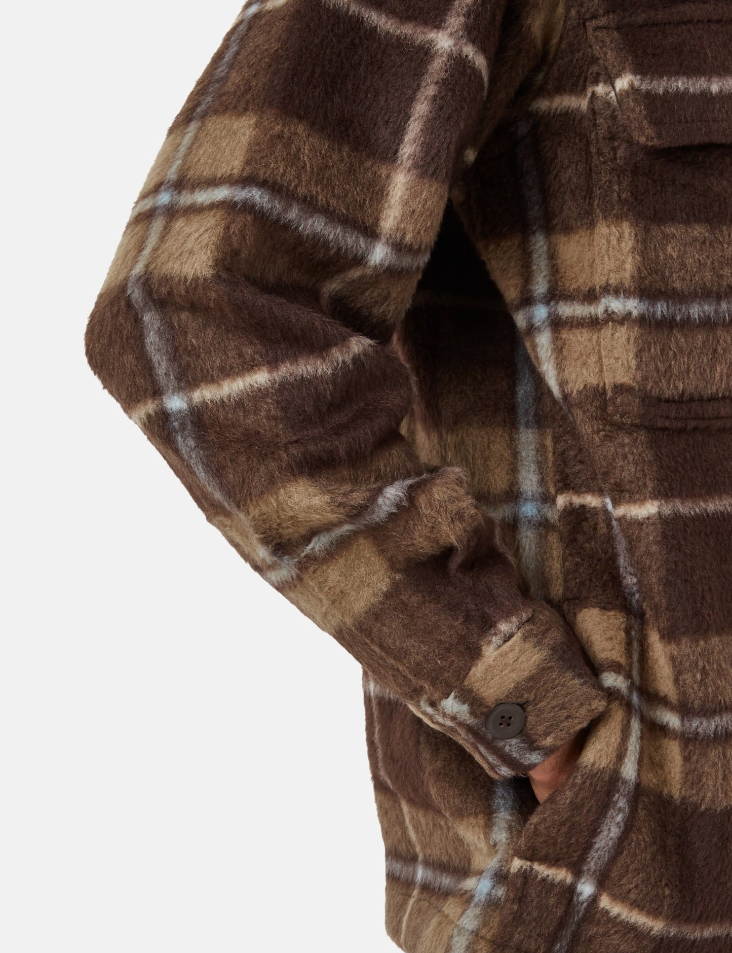 Manning Check Overshirt - Dark Umber Brown/Leather