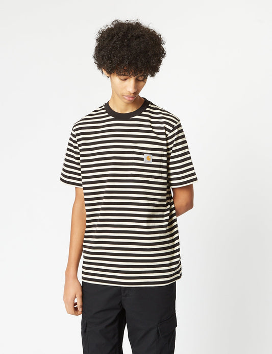 Seidler Pocket T-Shirt (Seidler Stripe) - Salt Grey/Black