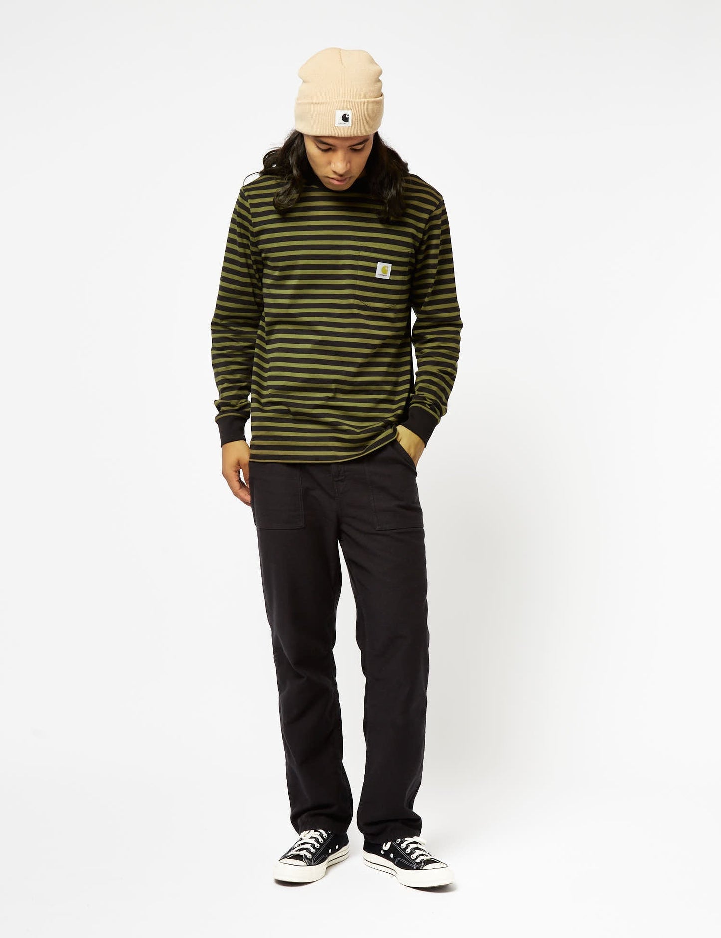 Seidler Pocket Long Sleeve T-Shirt (Seidler Stripe) - Highland Green