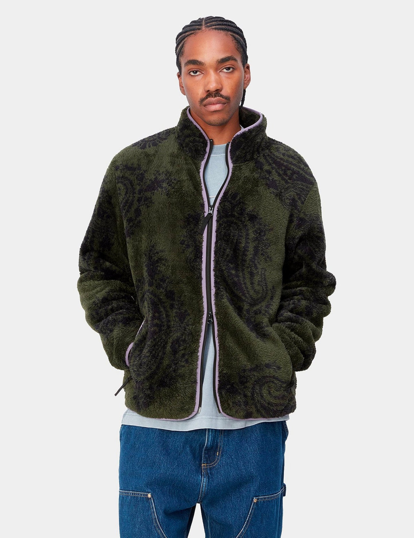 Jebson Sweat Jacket (Paisley Big Print) - Plant Green/Glassy Purple