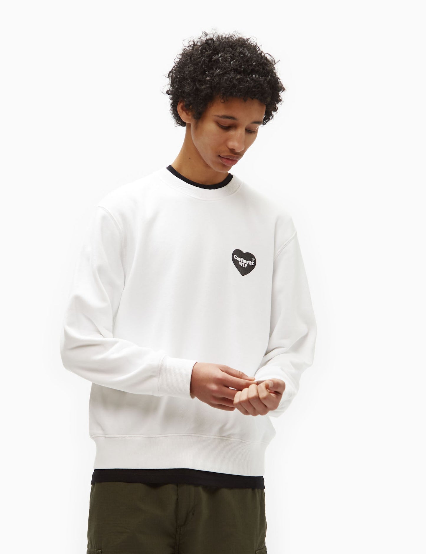 Heart Bandana Sweatshirt (Loose) - White